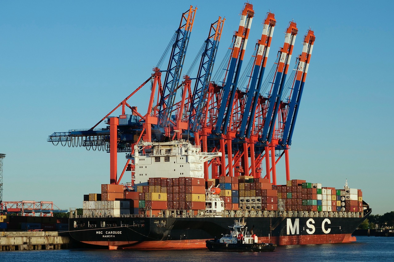 Container ship at port