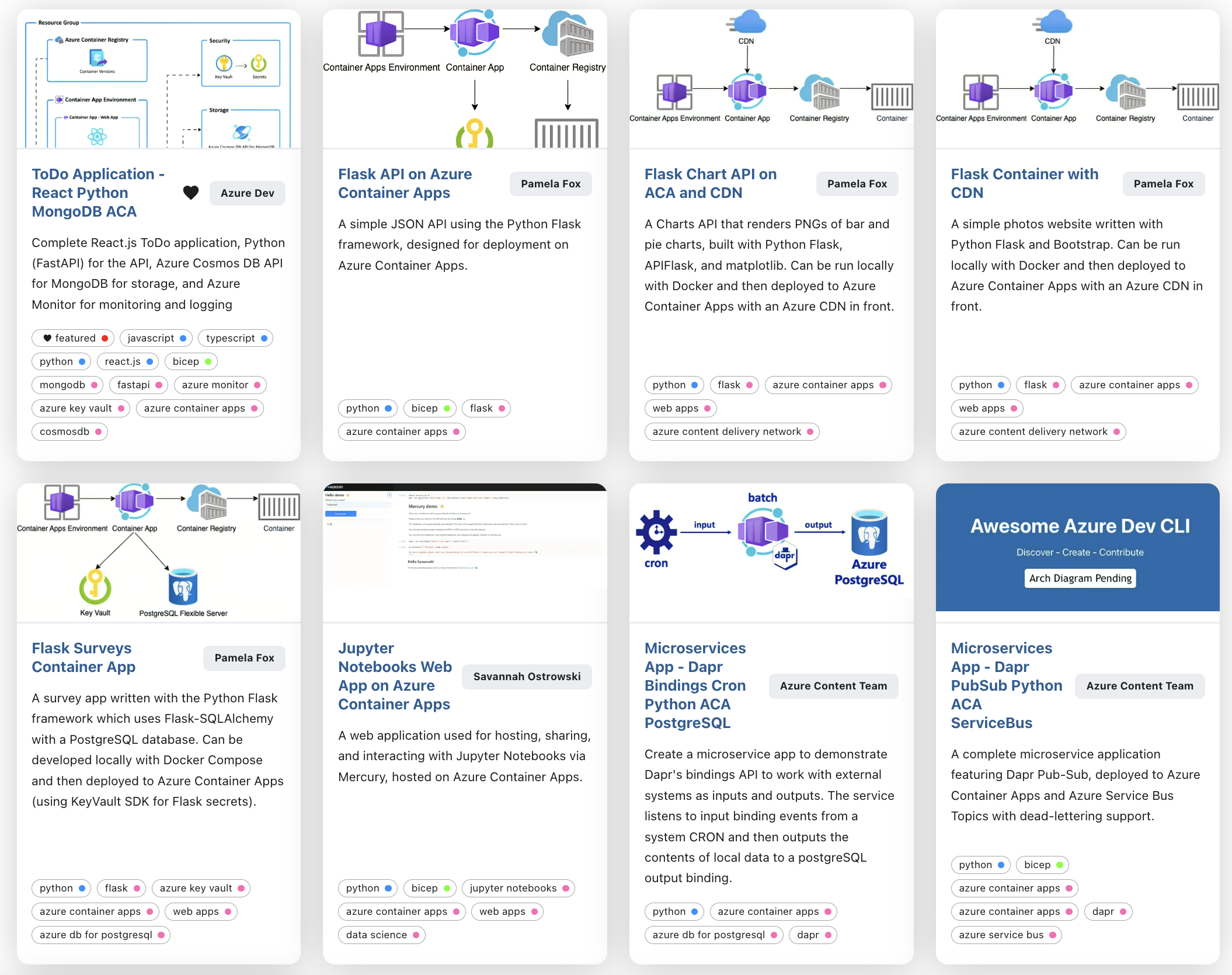 Screenshot of AZD templates gallery